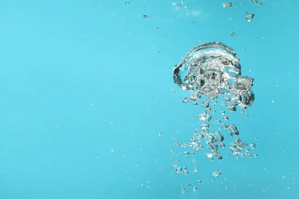 Luftbubblor Vatten Ljusblå Bakgrund Plats För Text — Stockfoto