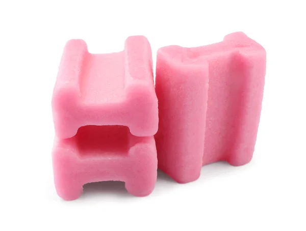 Lekker Roze Kauwgom Witte Achtergrond — Stockfoto