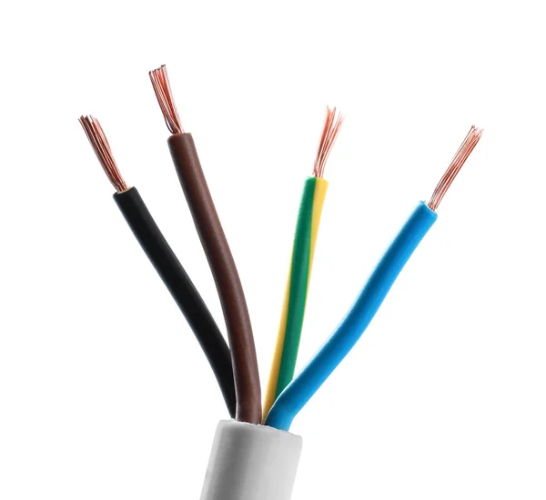 One New Electrical Wire Isolated White — Zdjęcie stockowe