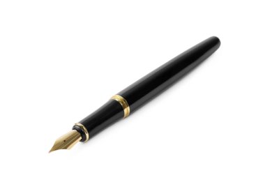 Beyaz üzerine izole edilmiş siyah dolma kalem.