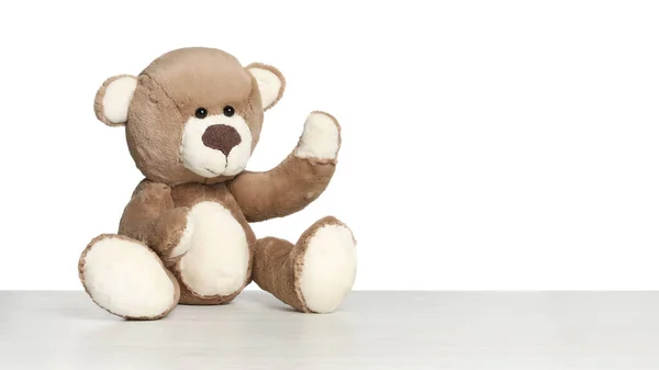 Urso Pelúcia Bonito Isolado Branco Brinquedo Criança — Fotografia de Stock