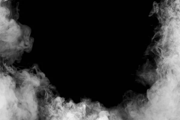 黑色背景上的白烟案文的篇幅 — 图库照片