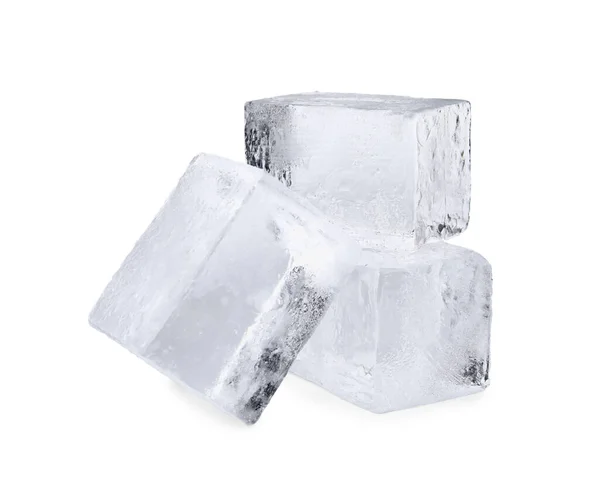 Crystal Clear Ice Cubes Isolated White — 스톡 사진
