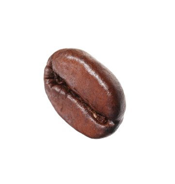 Beyaz üzerine izole edilmiş aromatik bir kahve çekirdeği.