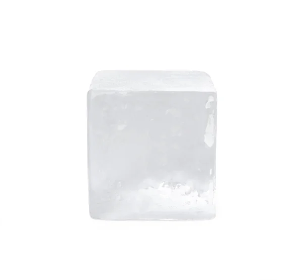Один Прозорий Куб Льоду Ізольований Білому — стокове фото