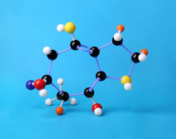 Δομή Του Μορίου Ανοιχτό Μπλε Φόντο Χημικό Μοντέλο — Φωτογραφία Αρχείου