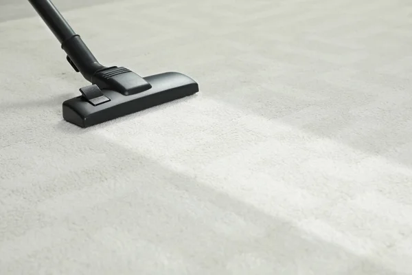 Hoovering Carpet Vacuum Cleaner Space Text Clean Trace Dirty Surface — Stock Photo, Image