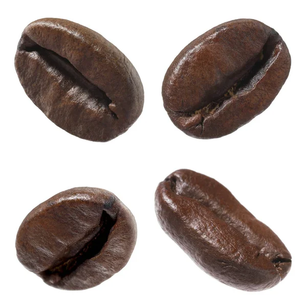 Aromatiska Rostade Kaffebönor Isolerade Vita — Stockfoto