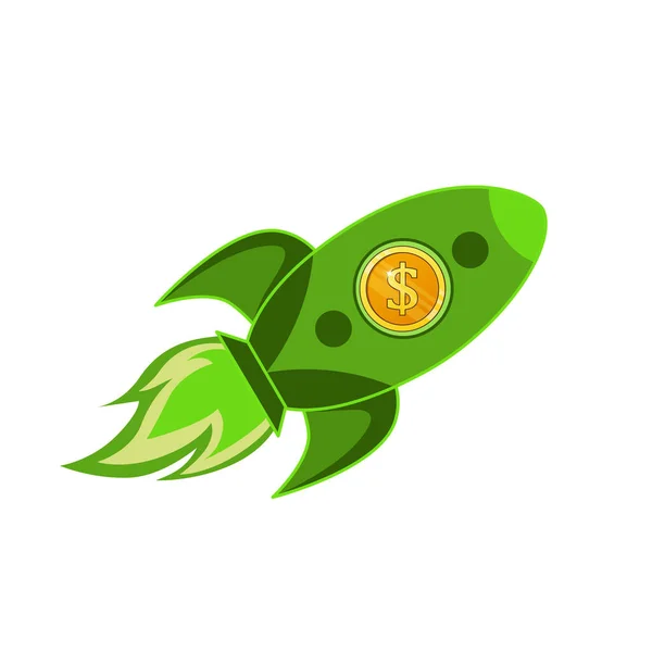 Raket Med Dollartecken Symboliserar Hastigheten Pengar Transaktion Illustration Vit Bakgrund — Stockfoto