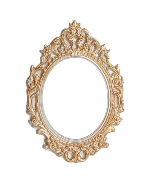 Güzel altın rengi çerçeve beyaza izole edilmiş