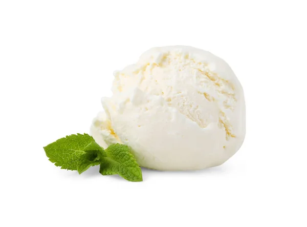 Sáček Lahodné Vanilkové Zmrzliny Mátou Izolovanou Bílém — Stock fotografie