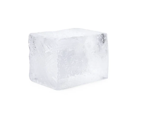 Cubo Gelo Cristalino Isolado Branco — Fotografia de Stock