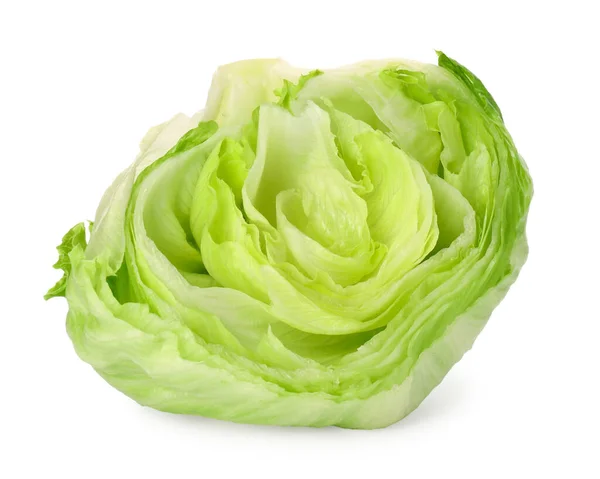 Half Fresh Green Iceberg Lettuce Isolated White — Stock Photo, Image