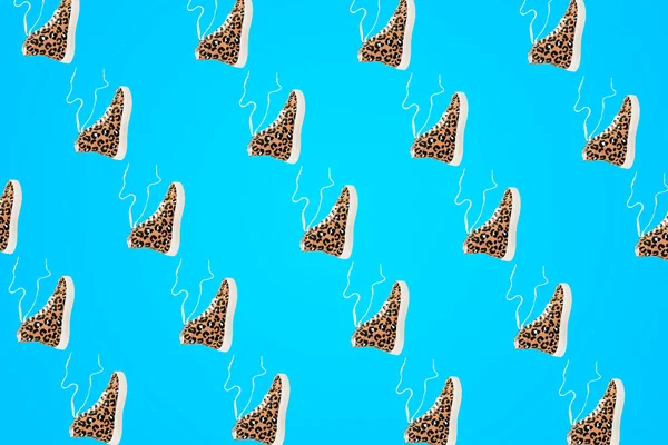 Collage Zapatillas Clásicas Vieja Escuela Con Patrón Leopardo Sobre Fondo — Foto de Stock