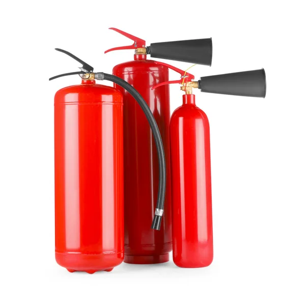白地に三つの赤い消火器 — ストック写真