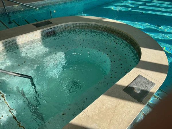 stock image View of luxury swimming pool with clear water indoors