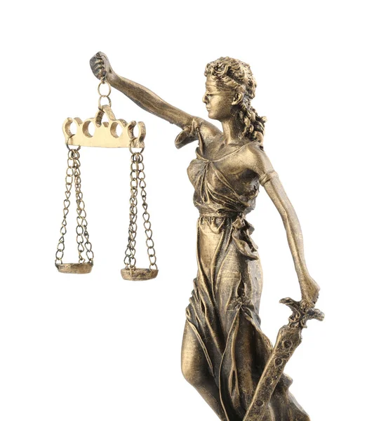 正義の女神は白地に隔離されている 公正な処遇の象徴 — ストック写真