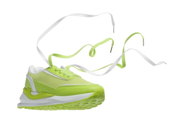 一只时髦的浅绿色运动鞋 白色隔离开 — 图库照片