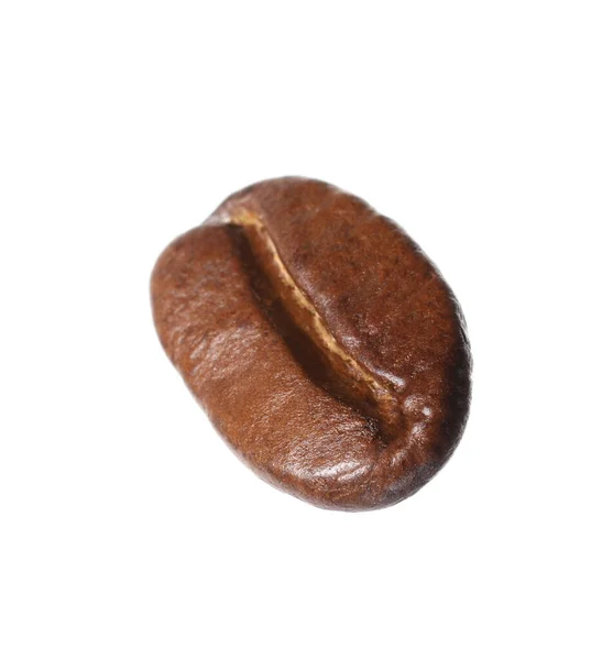 Een Aromatische Gebrande Koffieboon Geïsoleerd Wit — Stockfoto