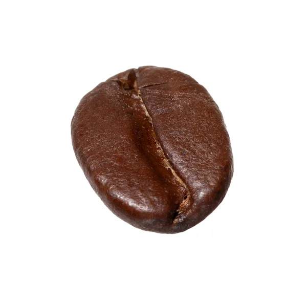 Bir Adet Kavrulmuş Kahve Çekirdeği Beyaz Üzerine Izole Edilmiş — Stok fotoğraf