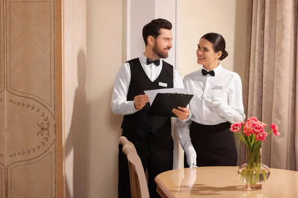 stock image People attending professional butler courses in hotel