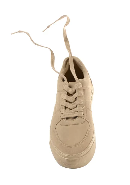 Beyazda Izole Edilmiş Şık Bir Bej Ayakkabı — Stok fotoğraf
