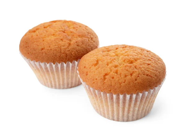 Muffins Saborosos Isolados Branco Pastelaria Fresca — Fotografia de Stock