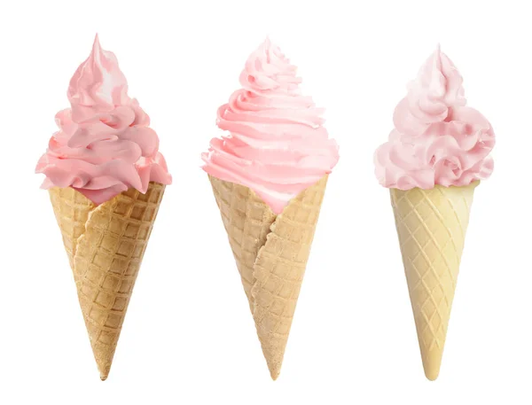 Мороженое Разных Вкусов Изолированное Белом Софт Порция — стоковое фото