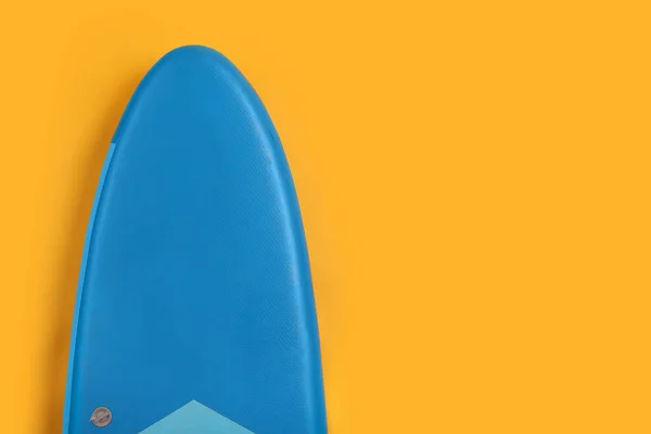 One Sup Board Yellow Background Top View Space Text Water — Stock Photo, Image