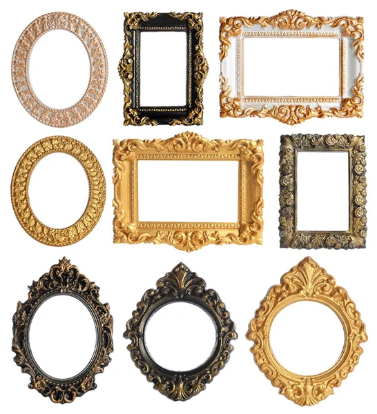 Set Different Old Fashioned Frames White Background — Stock Photo, Image