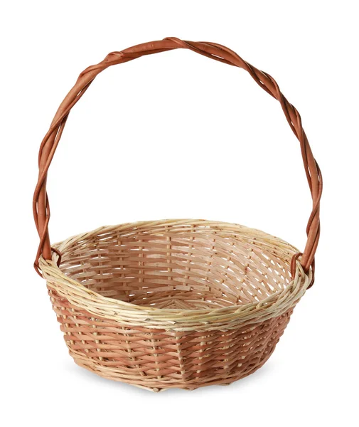 Empty Easter Wicker Basket Isolated White — Stock Photo, Image