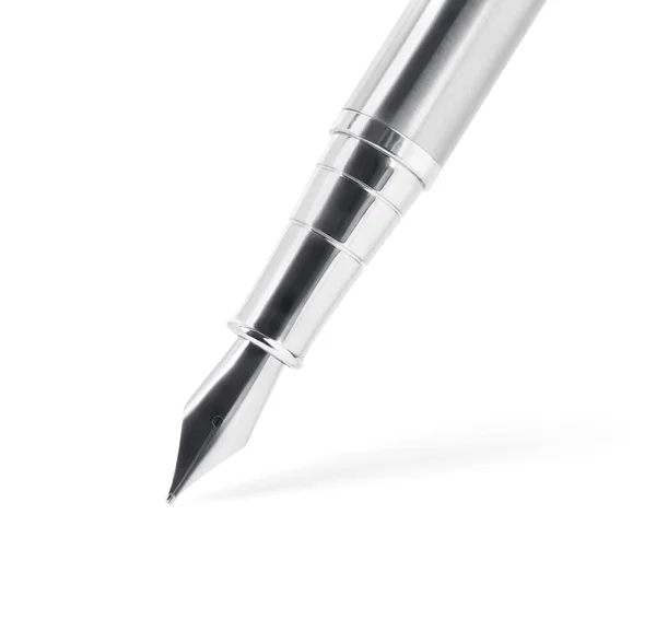 Стильна Срібна Ручка Фонтану Ізольована Білому — стокове фото