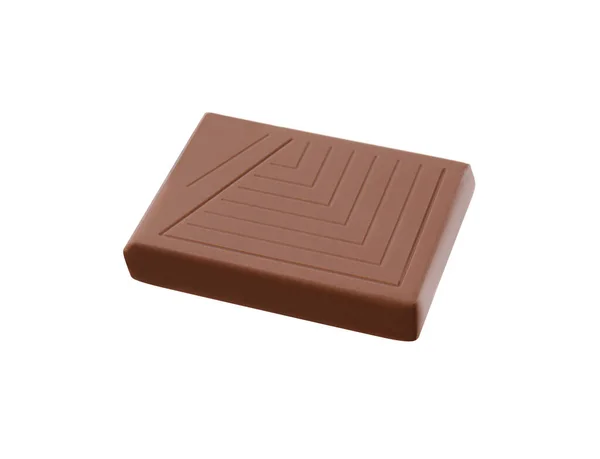 Pedaço Saborosa Barra Chocolate Isolado Branco — Fotografia de Stock