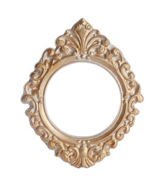 Güzel altın rengi çerçeve beyaza izole edilmiş