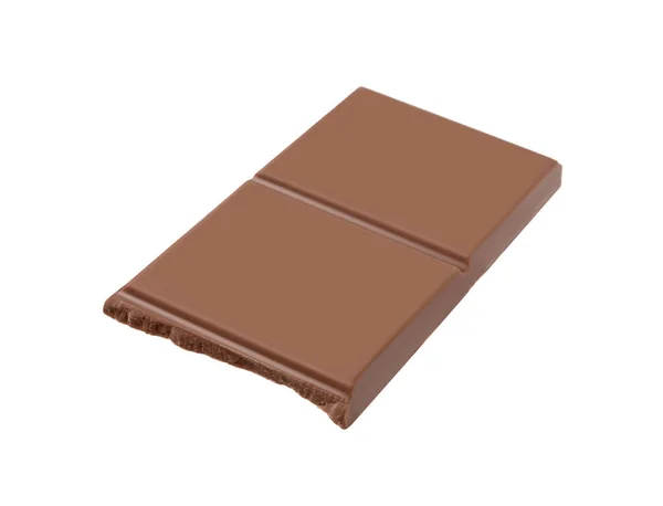 Pedazo Sabrosa Barra Chocolate Aislado Blanco — Foto de Stock