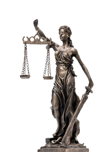 stock image Statue of Lady Justice isolated on white. Symbol of fair treatment under law