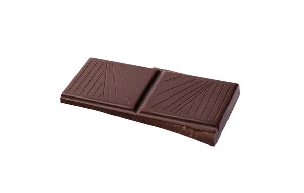 Piece Delicious Dark Chocolate Bar Isolated White — Stock Photo, Image