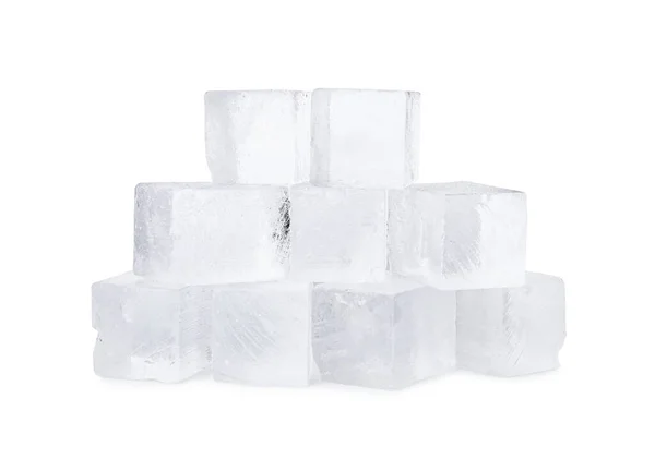 Багато Чистих Кубиків Льоду Ізольовані Білому — стокове фото