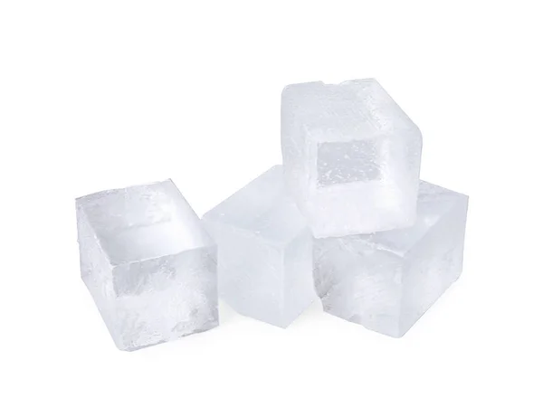 Многие Четкие Кубики Льда Изолированы Белом — стоковое фото