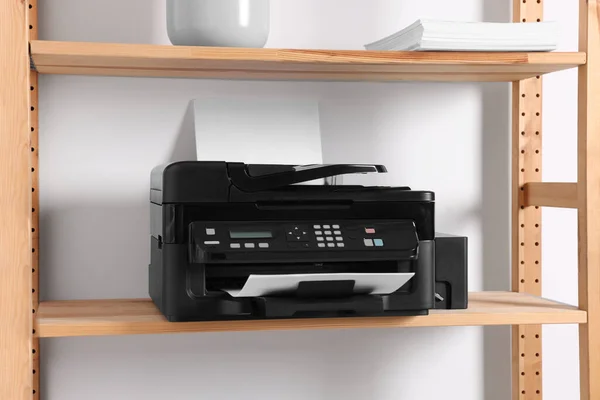 Impresora Moderna Con Papel Estante Madera Oficina Casa — Foto de Stock