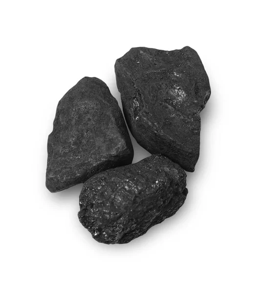 Кусочки Угля Изолированные Белом Вид Сверху — стоковое фото