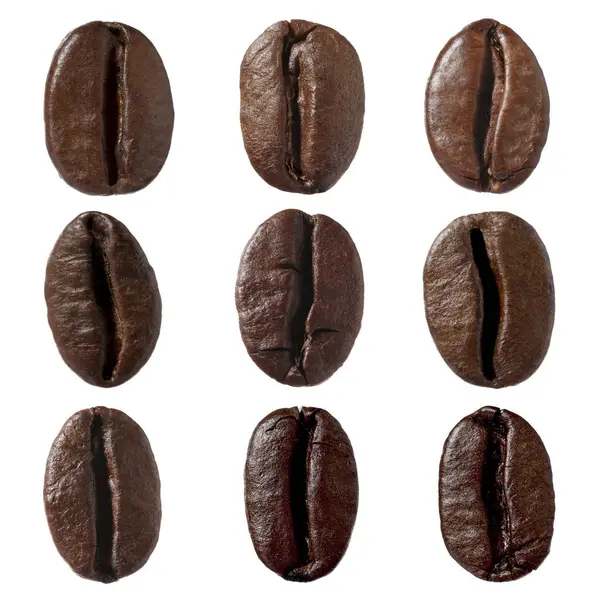 Aromatische Geröstete Kaffeebohnen Isoliert Auf Weiß — Stockfoto