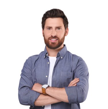 beyaz izole yakışıklı bir adam portresi