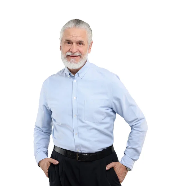 Portrait Handsome Senior Man Isolated White Royalty Free Stock Images
