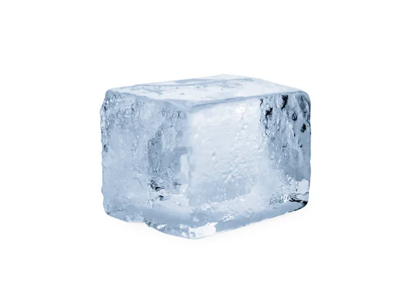 Jedna Křišťálově Čistá Kostka Ledu Izolovaná Bílém — Stock fotografie