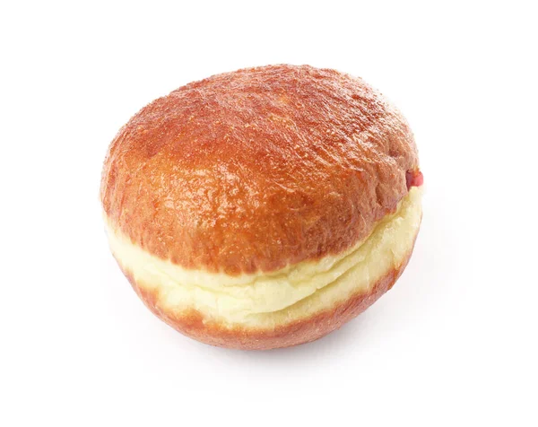 Вкусный Сладкий Пончик Изолирован Белом Свежая Выпечка — стоковое фото