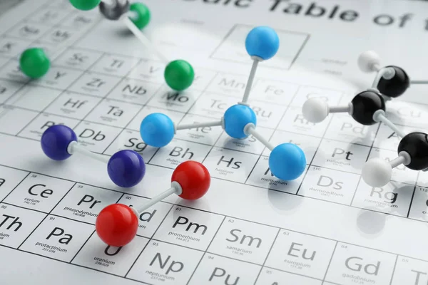 Molekulare Modelle Periodensystem Chemischer Elemente — Stockfoto
