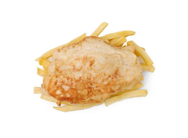 Lekkere Vis Soda Water Beslag Aardappel Chips Geïsoleerd Wit Bovenaanzicht — Stockfoto