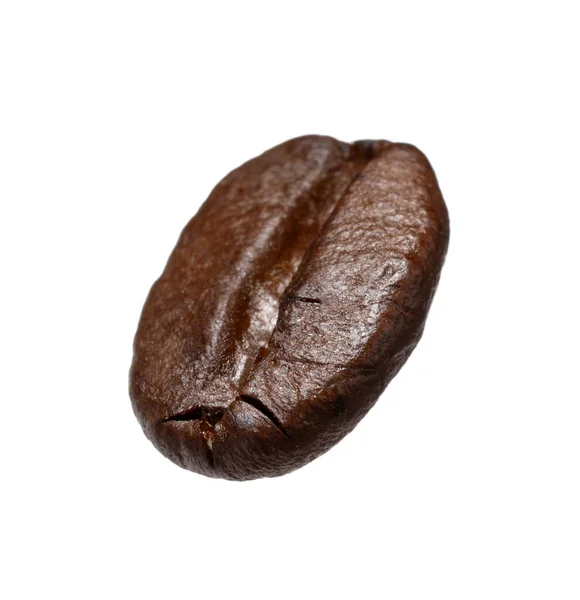 Bir Adet Kavrulmuş Kahve Çekirdeği Beyaz Üzerine Izole Edilmiş — Stok fotoğraf