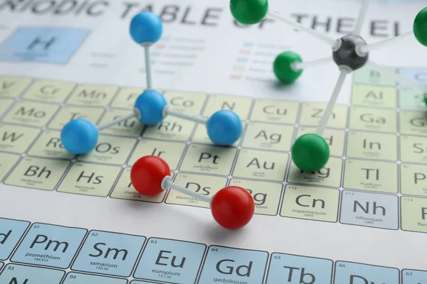 Modelos Moleculares Tabela Periódica Elementos Químicos — Fotografia de Stock
